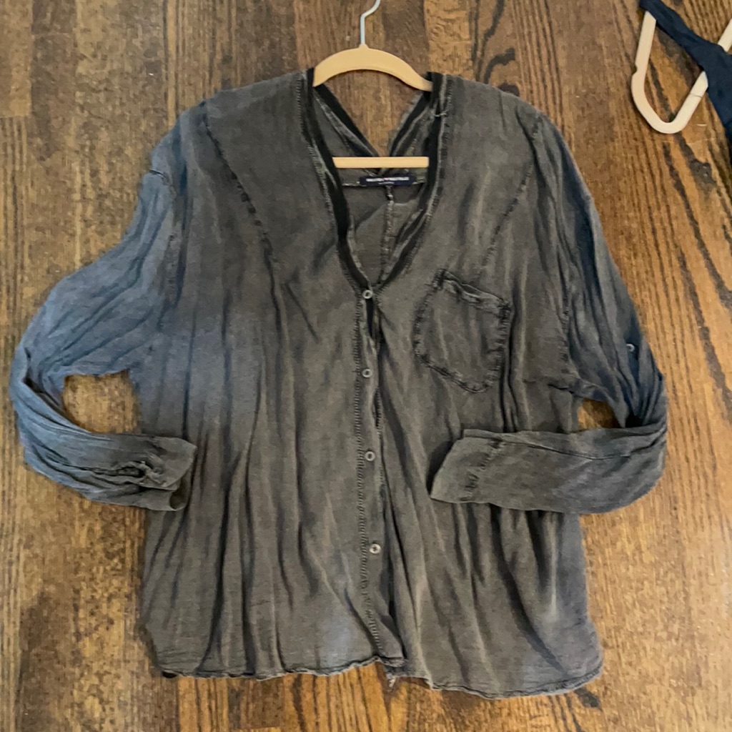 Button Front V Neck